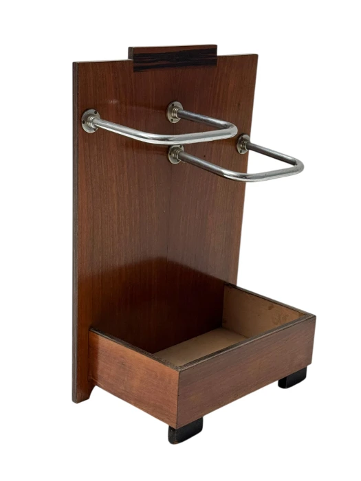 Walnut Art Deco Modernist Umbrella Stand, 1930s